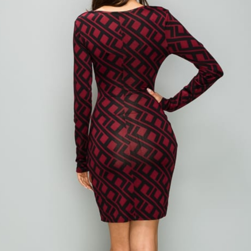 PRINT CHEST WRAP BODYCON DRESS - Picture 6 of 6